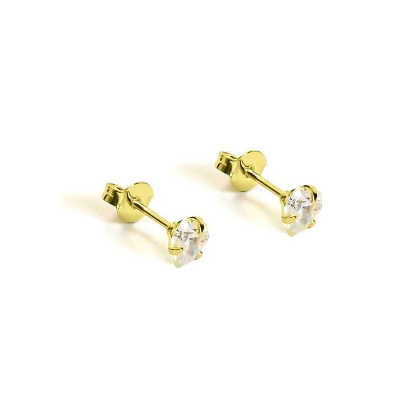 AROS PUNTO DE LUZ CORAZON CIRCON 5MM ENCHAPADO ORO 18K - 1