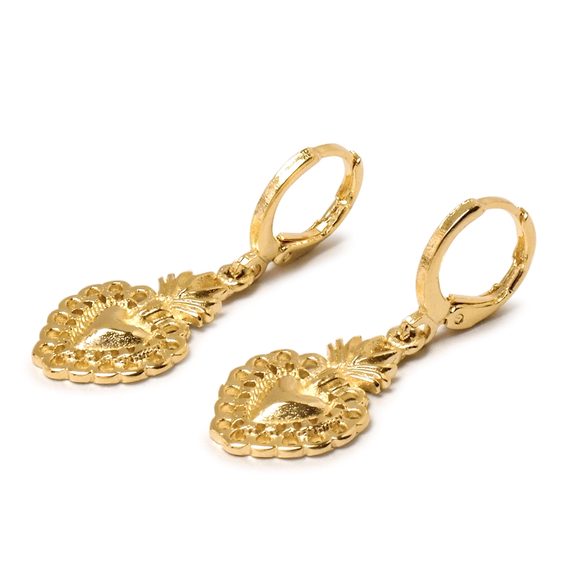 AROS ARGOLLA CORAZON DETENTE ENCHAPADO ORO 18 K - 1