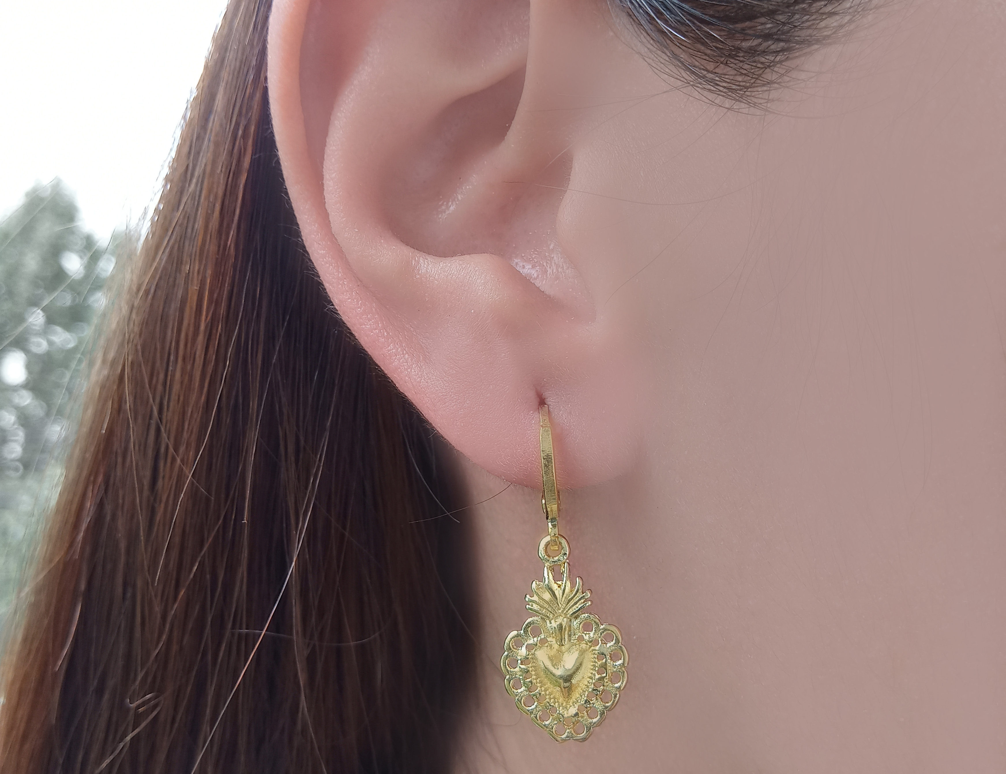 AROS ARGOLLA CORAZON DETENTE ENCHAPADO ORO 18 K - 2