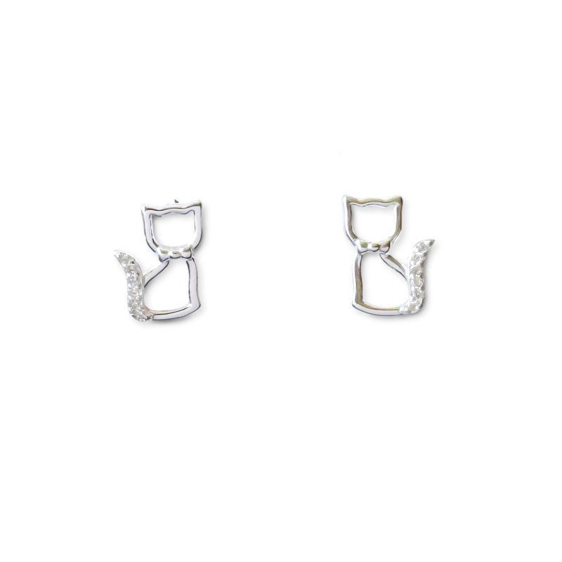 AROS GATO CIRCON 11MM PLATA FINA 925 - 1