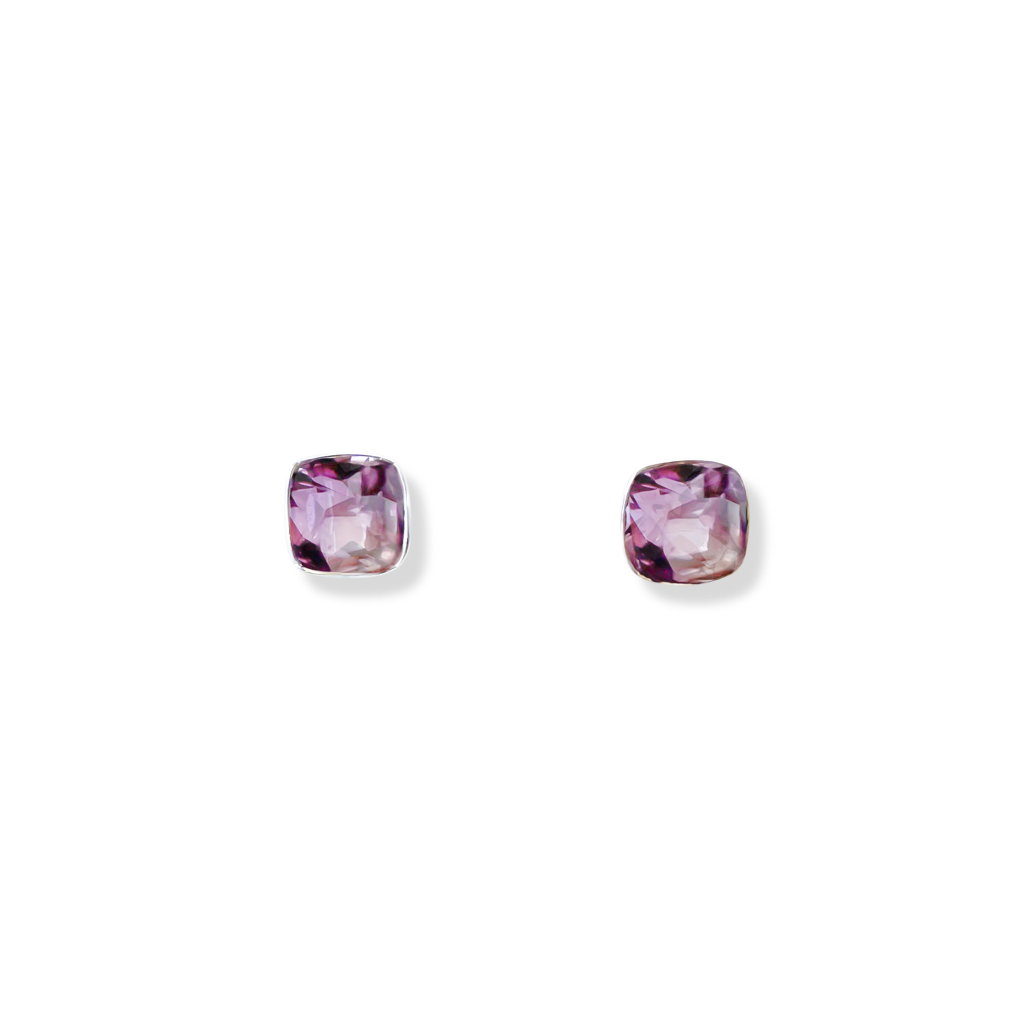 AROS CUADRADO AMATISTA FACETADO 7MM PLATA FINA 925 - 1