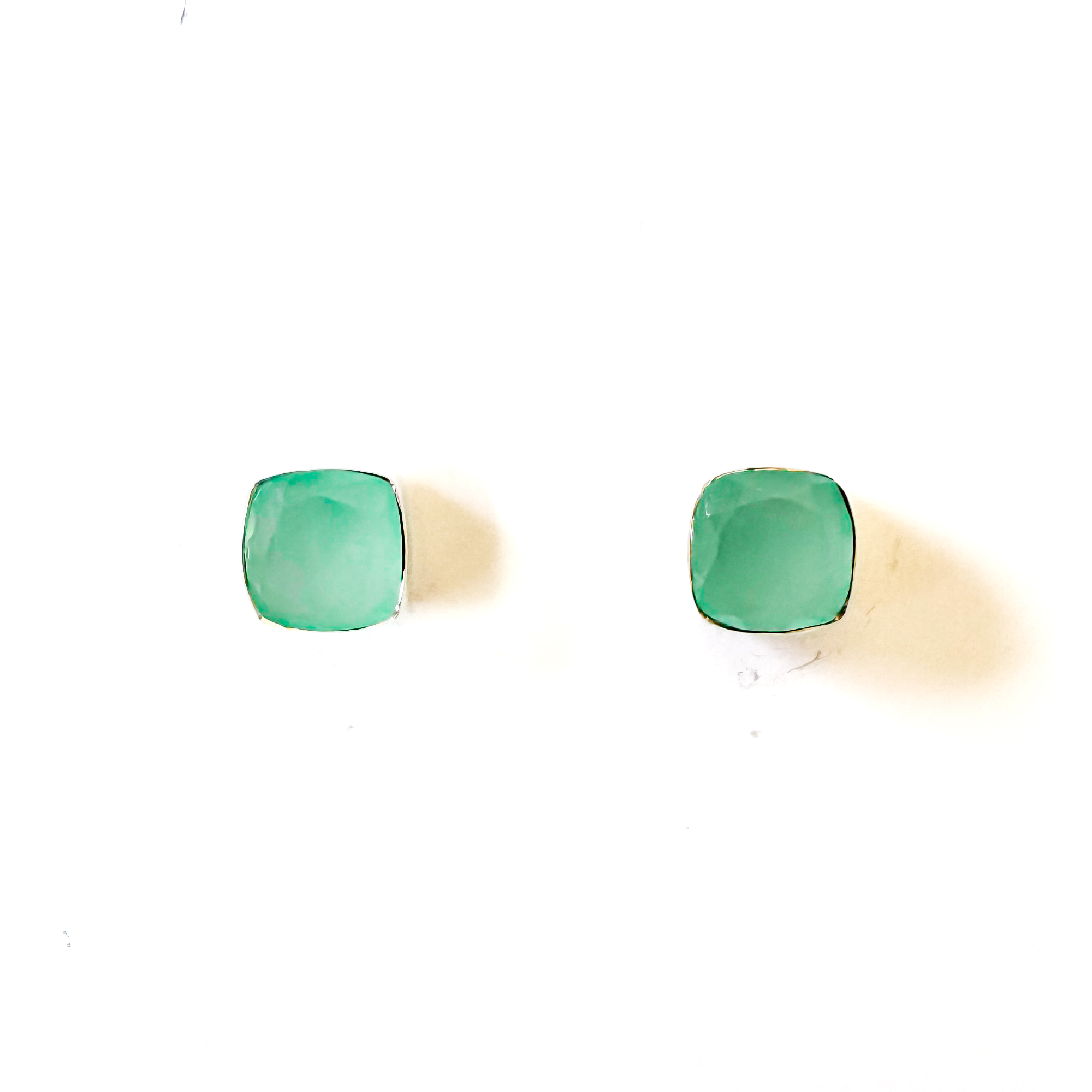 AROS CUADRADO CALCEDONIA FACETADO 7MM PLATA FINA 925 - 1
