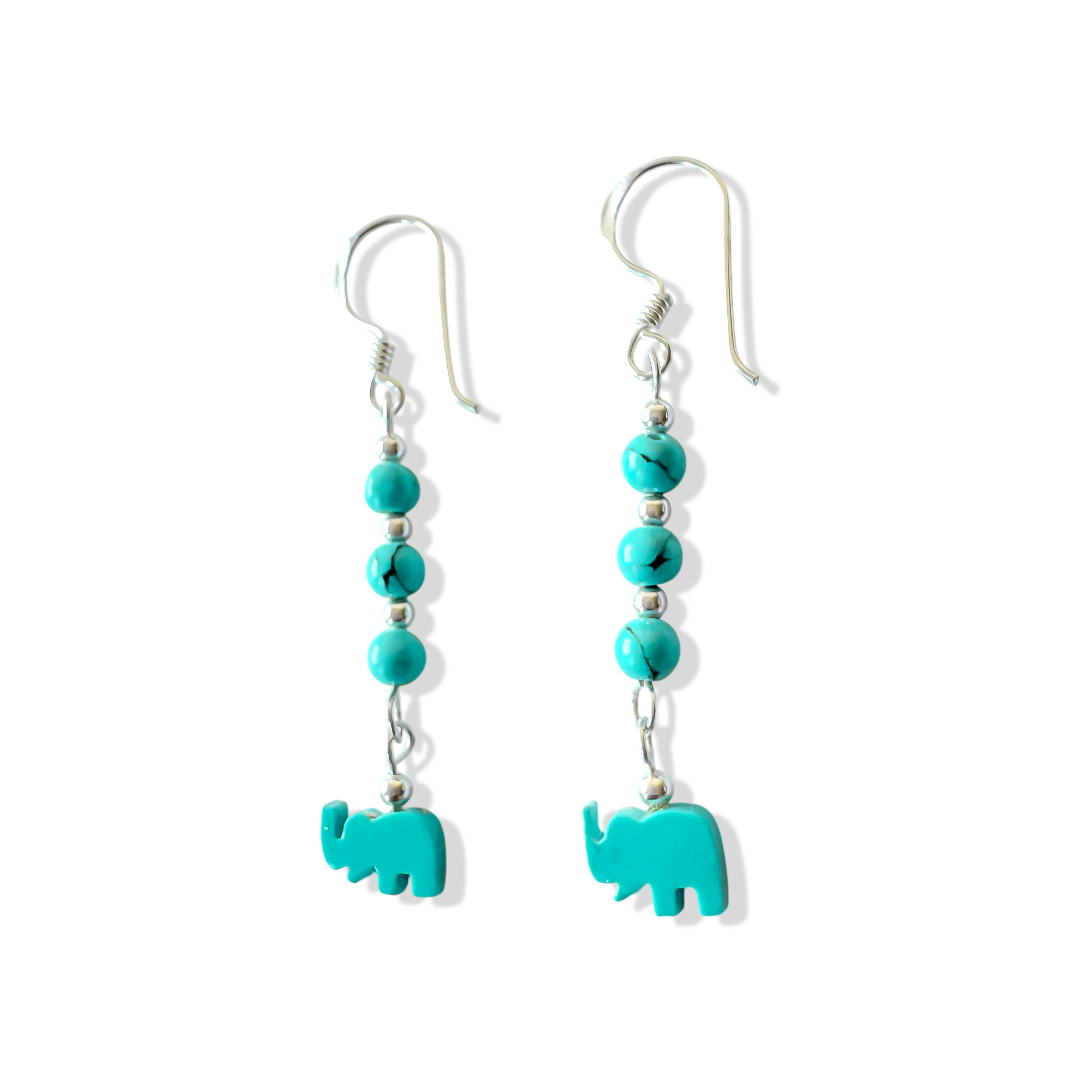 AROS TURQUESA ELEFANTE MINI PLATA FINA 925 - 2
