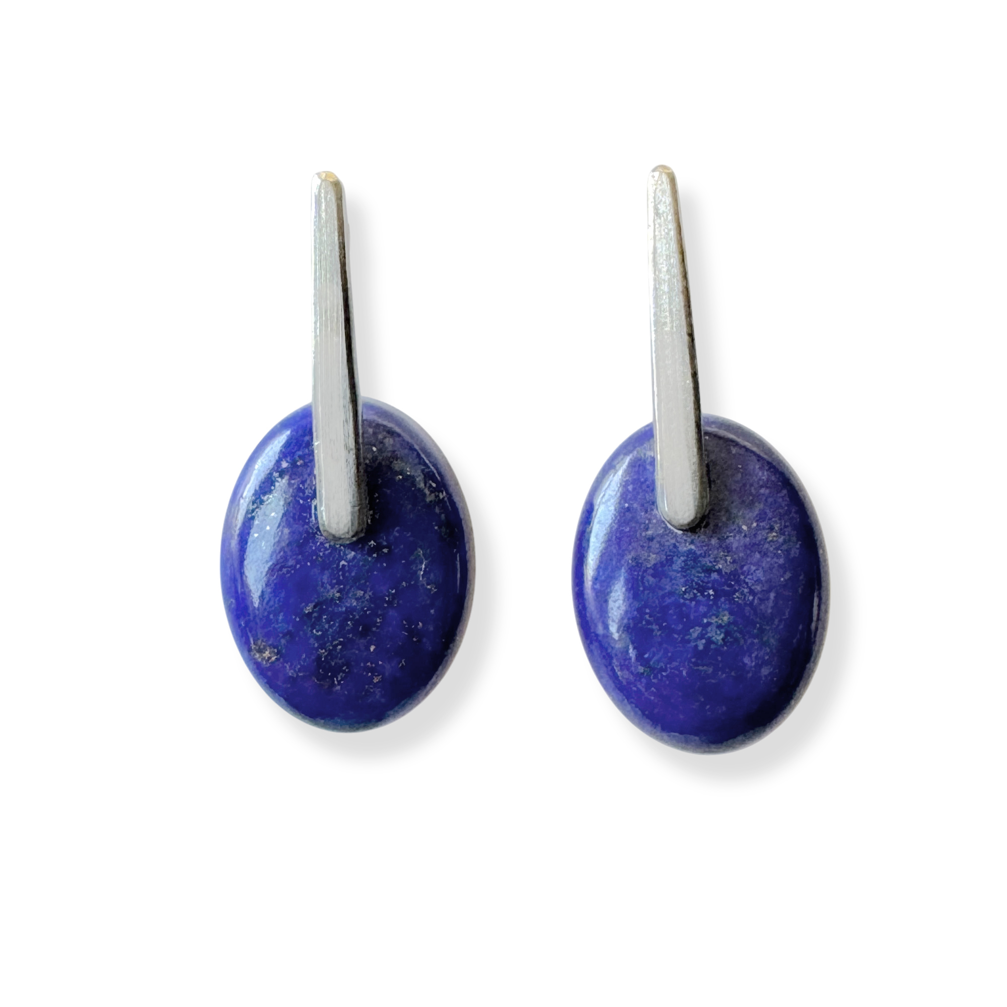 AROS LAPISLAZULI OVALO PLATA FINA 925 - 1