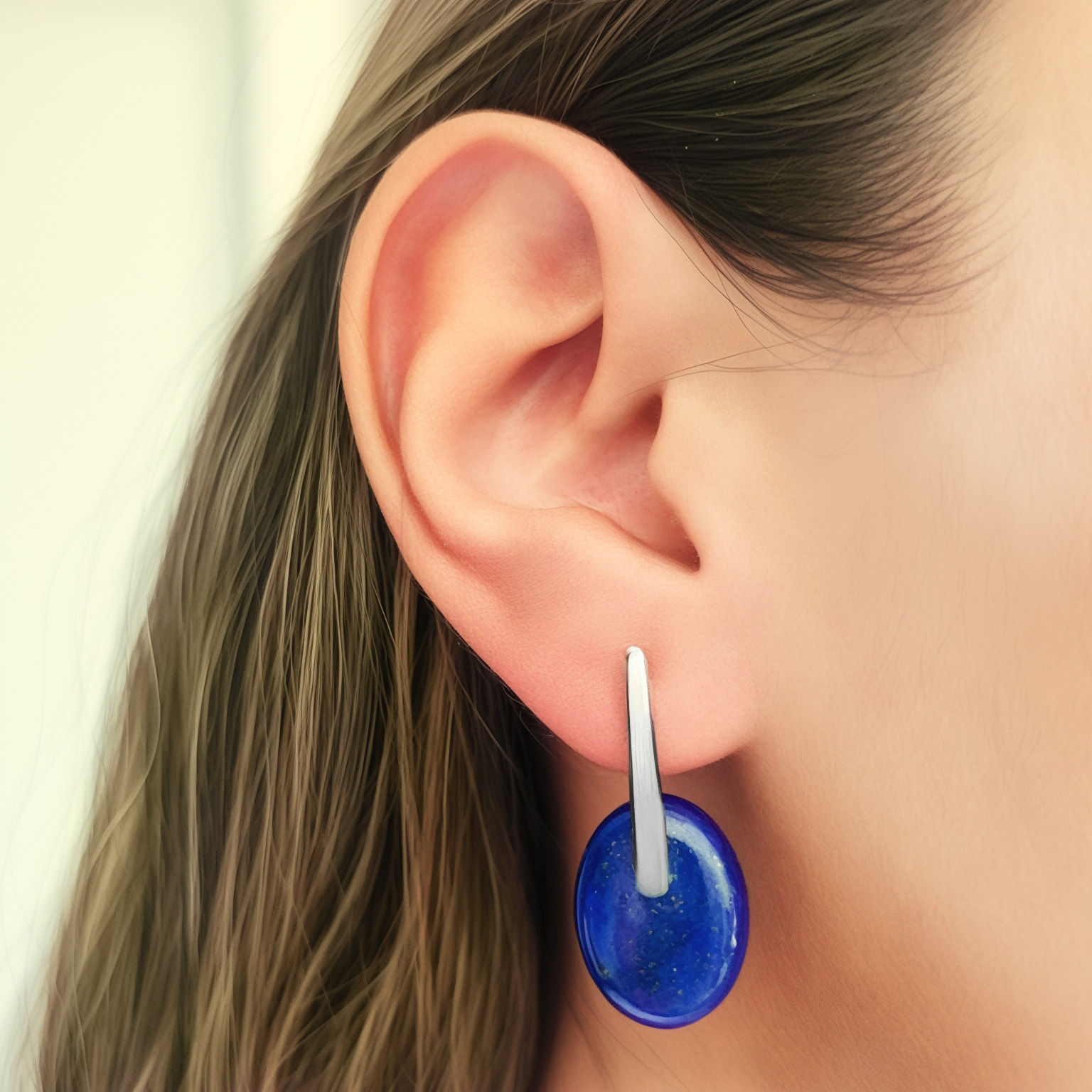 AROS LAPISLAZULI OVALO PLATA FINA 925 - 3