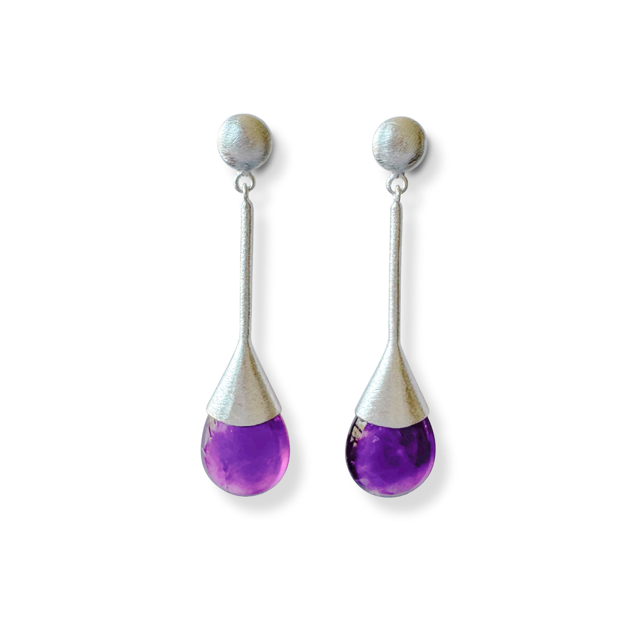 AROS AMATISTA GOTA PLATA FINA 925 SATINADO - 1