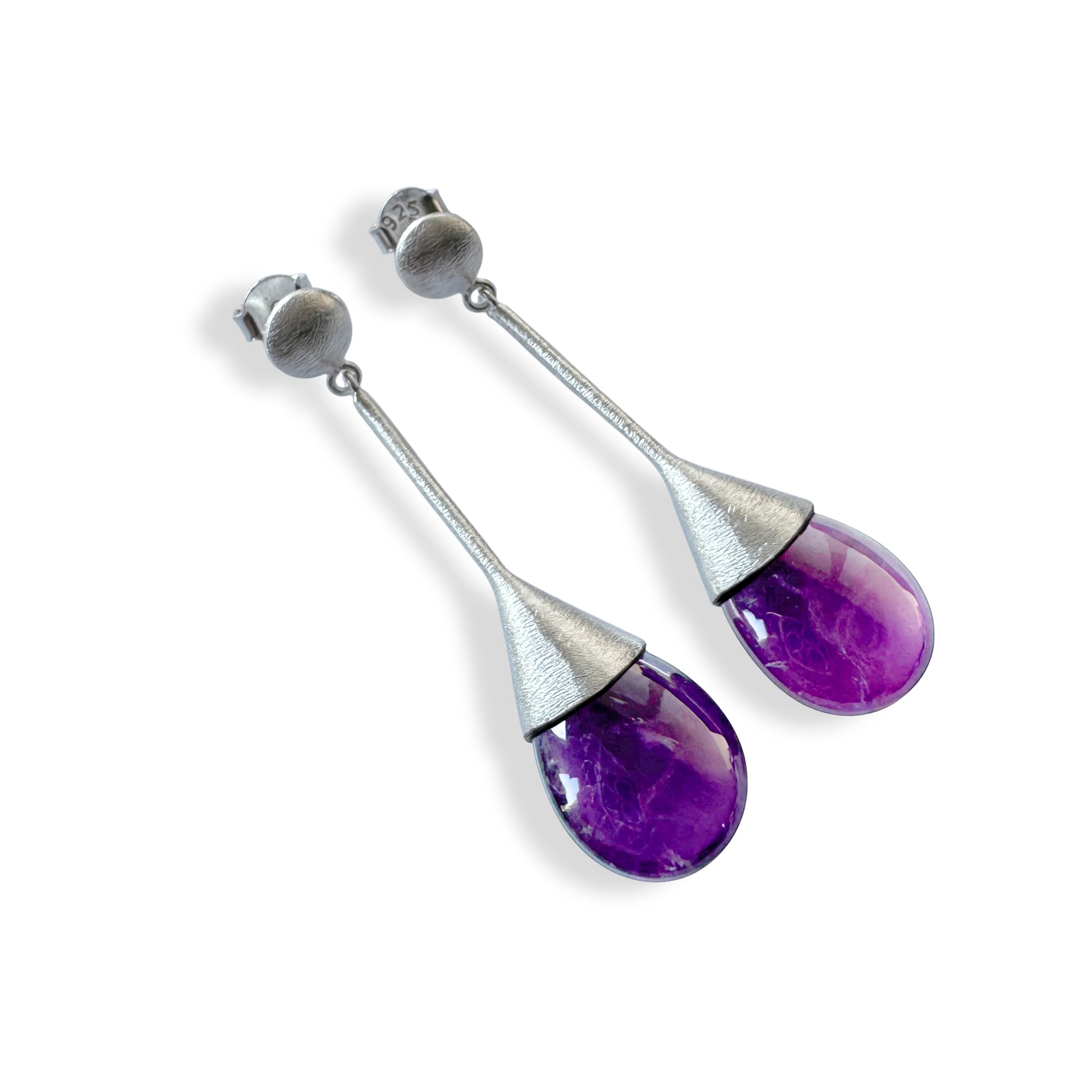 AROS AMATISTA GOTA PLATA FINA 925 SATINADO - 2