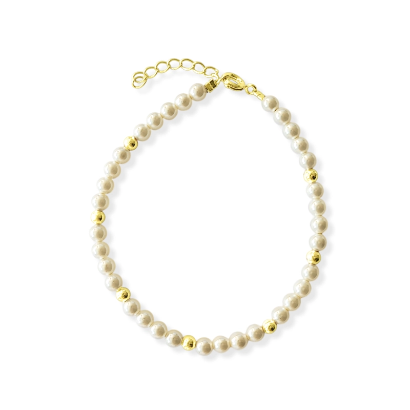 PULSERA SHELLPEARL 4MM BOLITA ENCHAPADO ORO 18K - 1