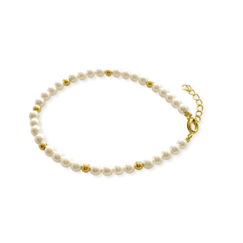 PULSERA SHELLPEARL 4MM BOLITA ENCHAPADO ORO 18K - 2