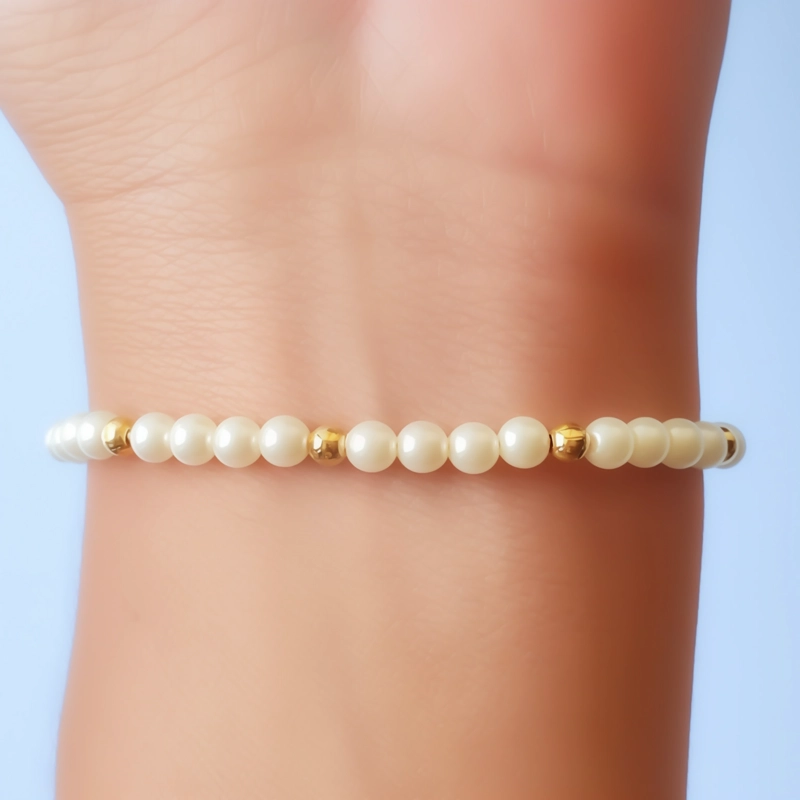 PULSERA SHELLPEARL 4MM BOLITA ENCHAPADO ORO 18K - 3