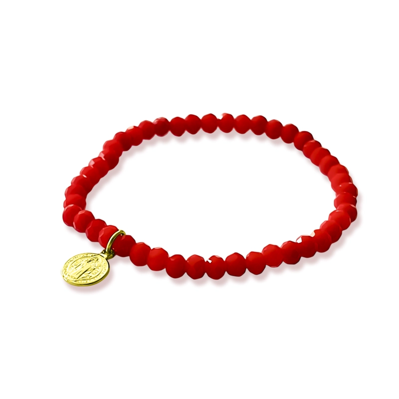 PULSERA SAN BENITO CRISTAL EN COLOR ROJO ENCHAPADO ORO 18K - 2