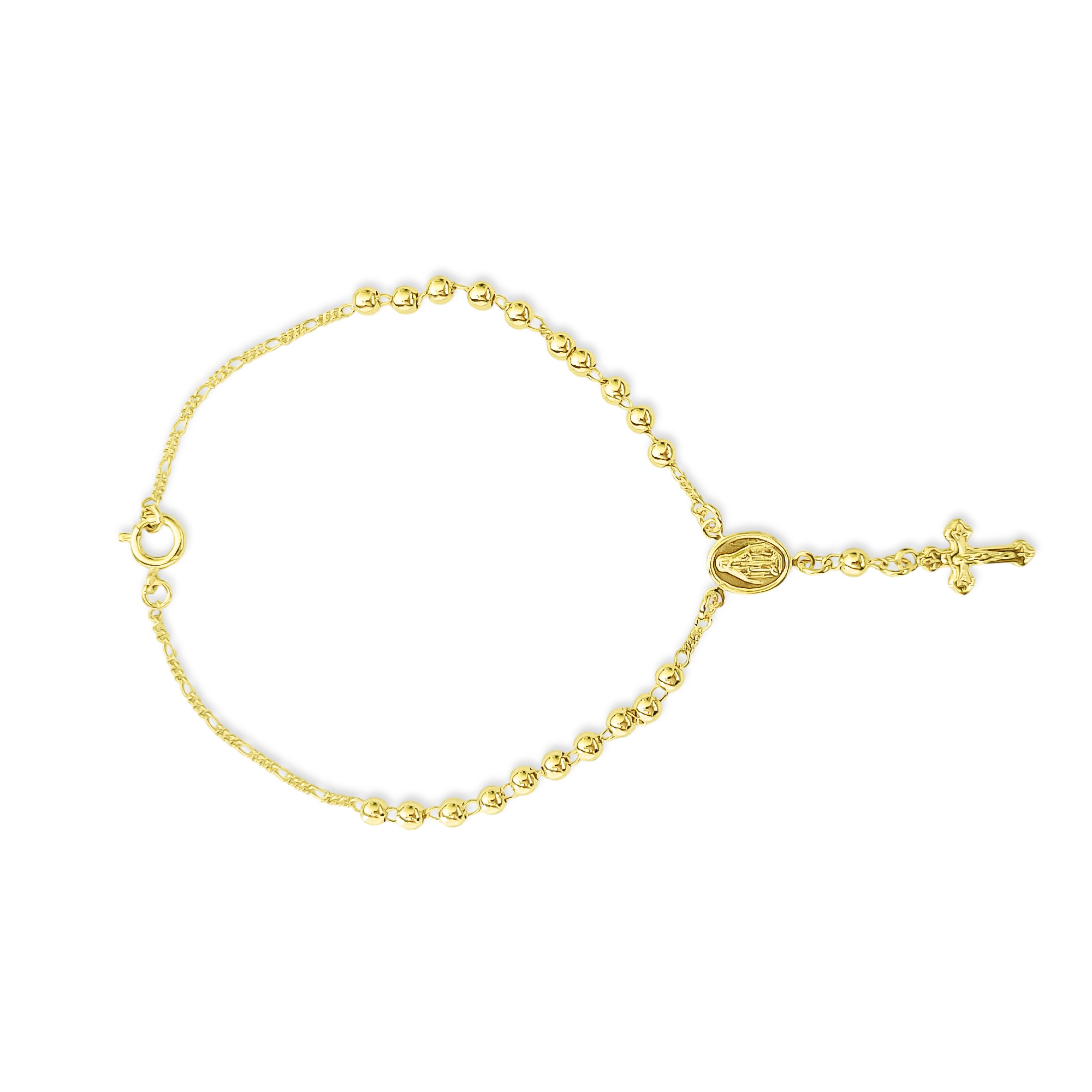 PULSERA DENARIO VIRGEN DE LOS RAYOS BOLITA ENCHAPADO ORO 18K - 1