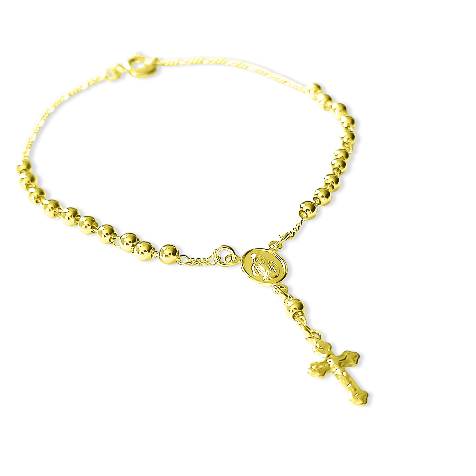 PULSERA DENARIO VIRGEN DE LOS RAYOS BOLITA ENCHAPADO ORO 18K - 2