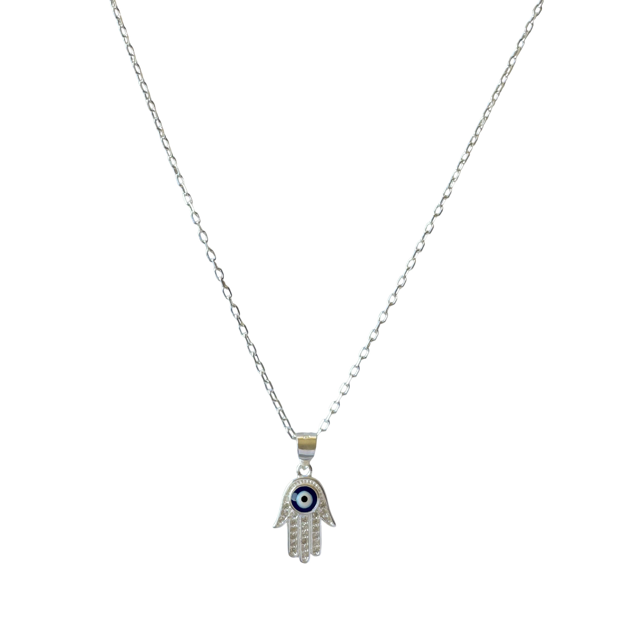 COLLAR MANO DE FATIMA OJO TURCO PLATA FINA 925 - 1