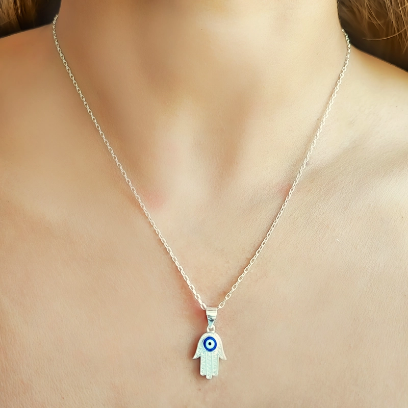 COLLAR MANO DE FATIMA OJO TURCO PLATA FINA 925 - 3