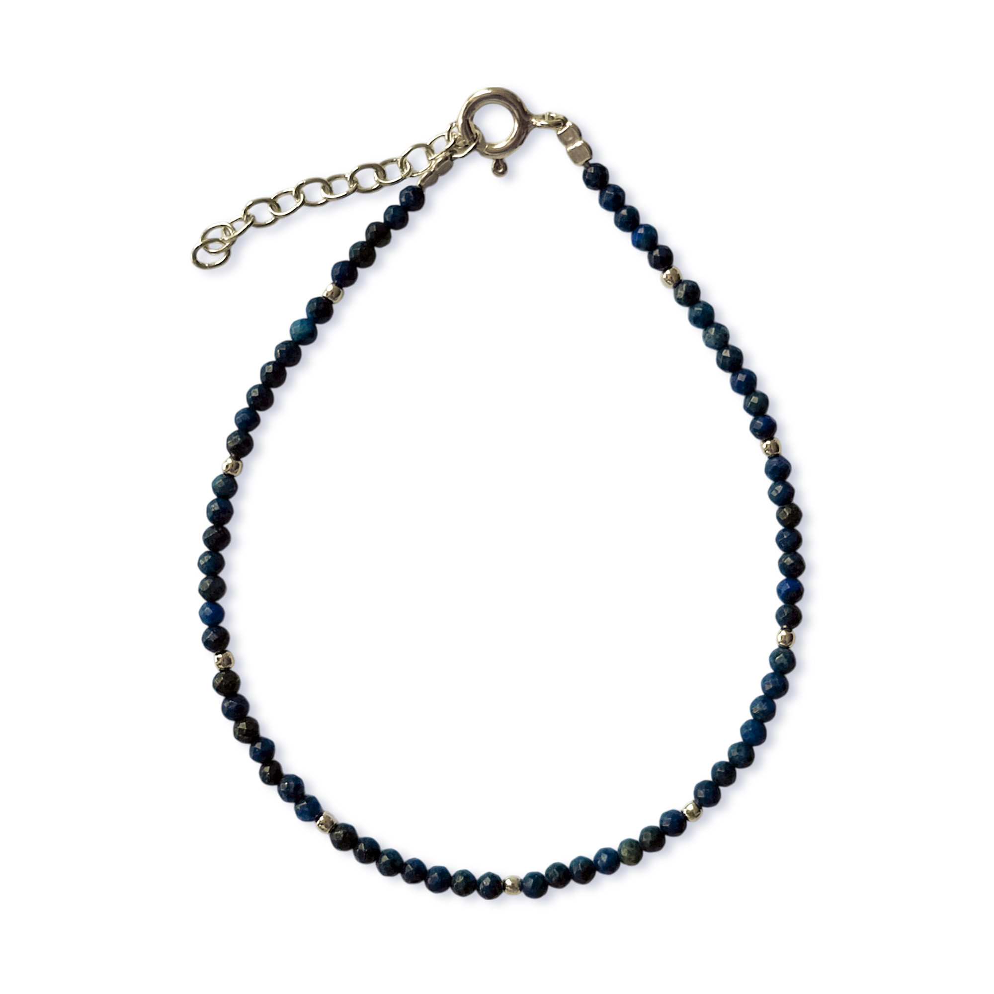 PULSERA MINI LAPISLAZULI FACETADA PLATA FINA 925 - 1
