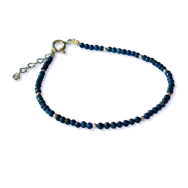 PULSERA MINI LAPISLAZULI FACETADA PLATA FINA 925 - 2