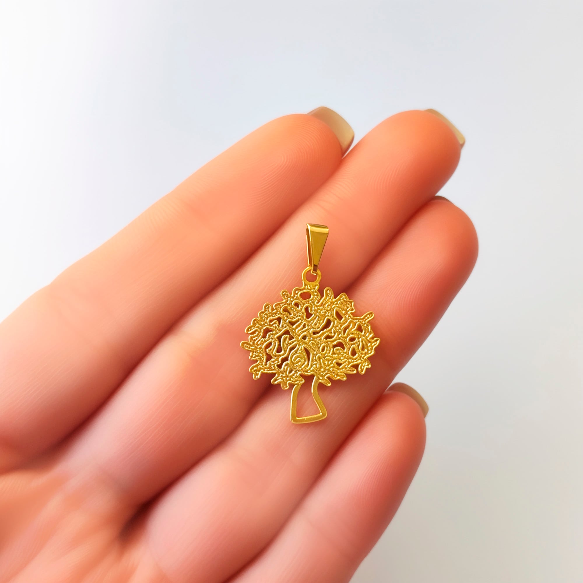 COLGANTE ARBOL DE LA VIDA CALADO ENCHAPADO ORO 18K - 3