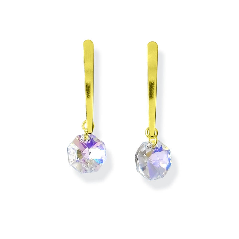 AROS AURORA BOREAL HEXAGONO 12MM ENCHAPADO ORO 18K - 1