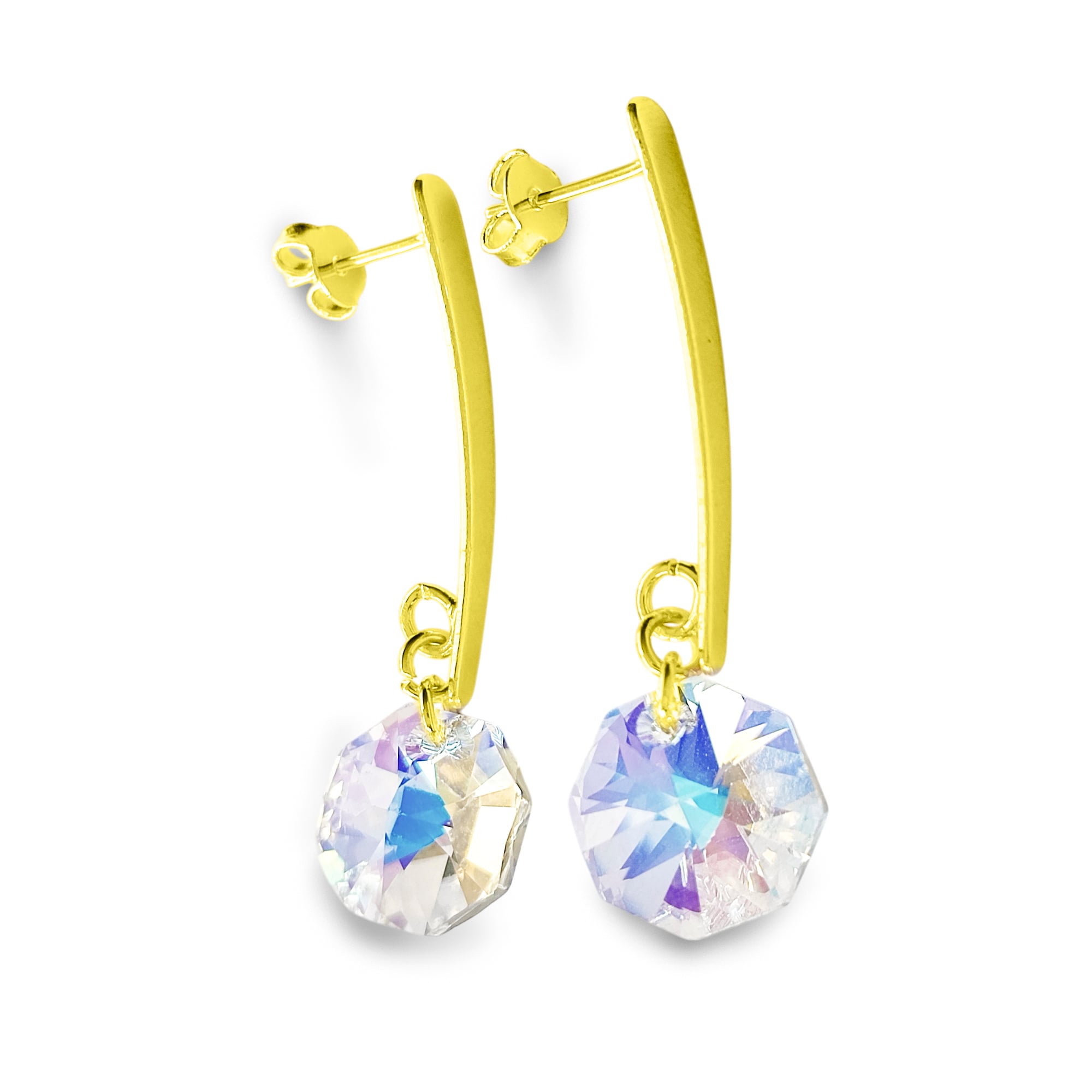 AROS AURORA BOREAL HEXAGONO 12MM ENCHAPADO ORO 18K - 2