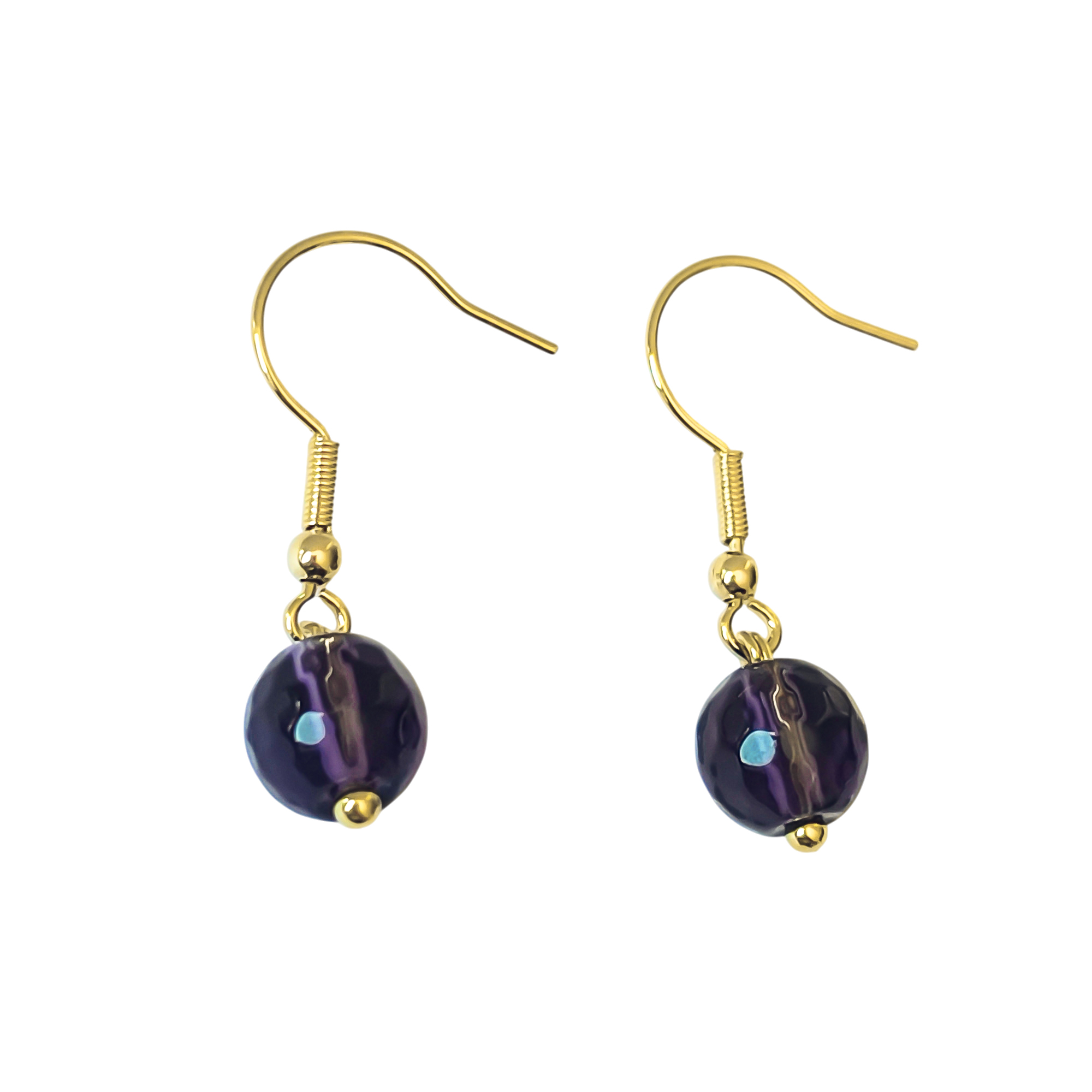 AROS TURMALINA MORADA 7MM FACETADA ENCHAPADO ORO 18K - 2
