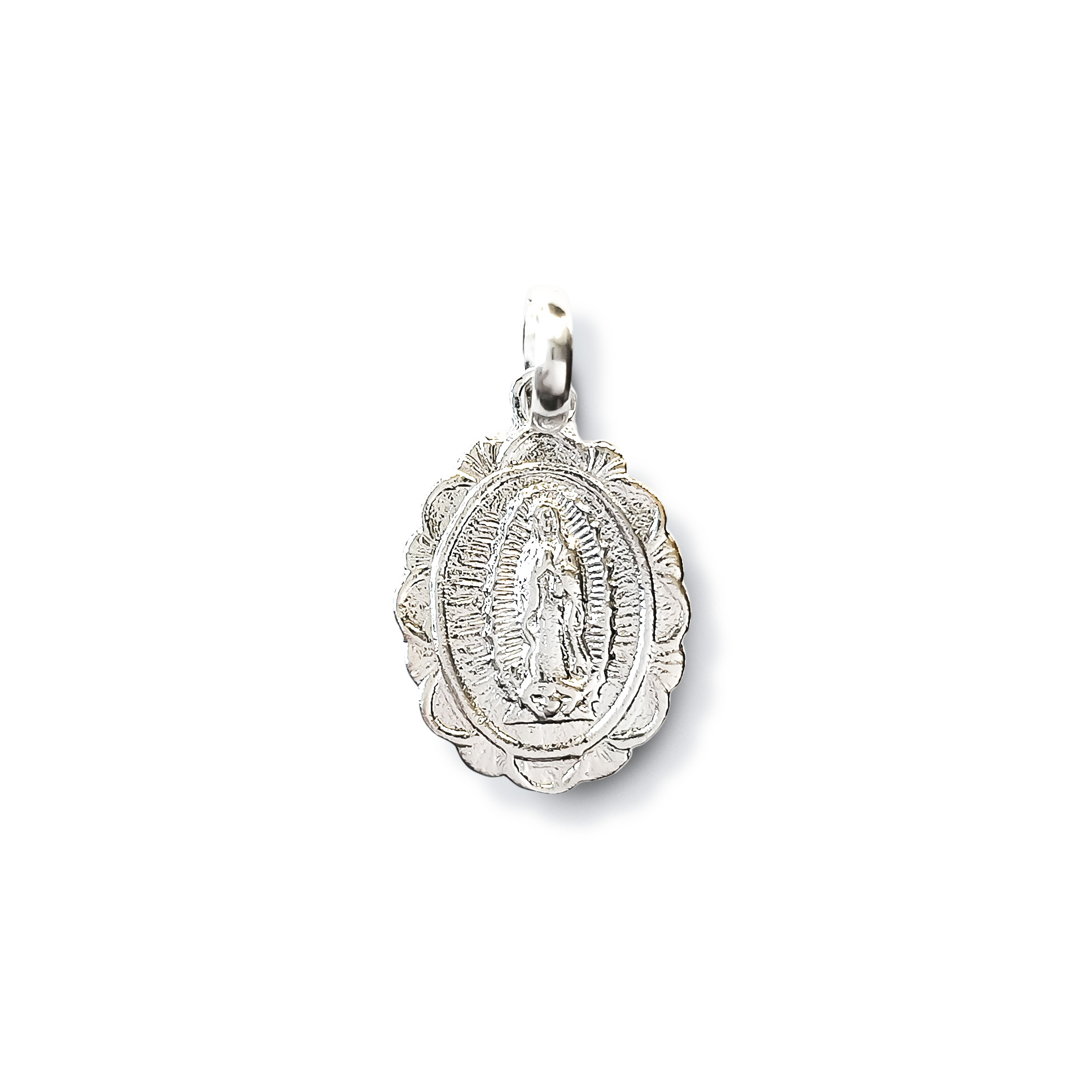 COLGANTE MEDALLA VIRGEN DE GUADALUPE BLONDA PLATA FINA 925 - 1