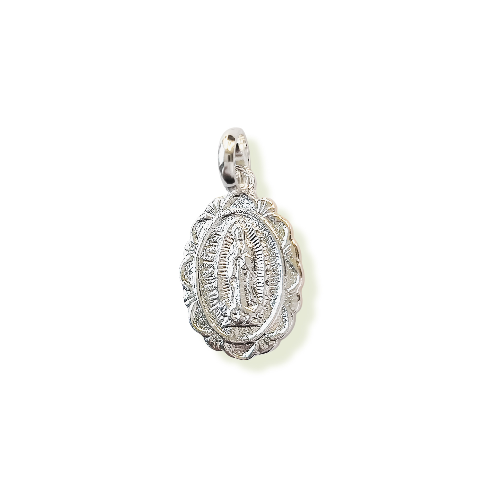 COLGANTE MEDALLA VIRGEN DE GUADALUPE BLONDA PLATA FINA 925 - 2