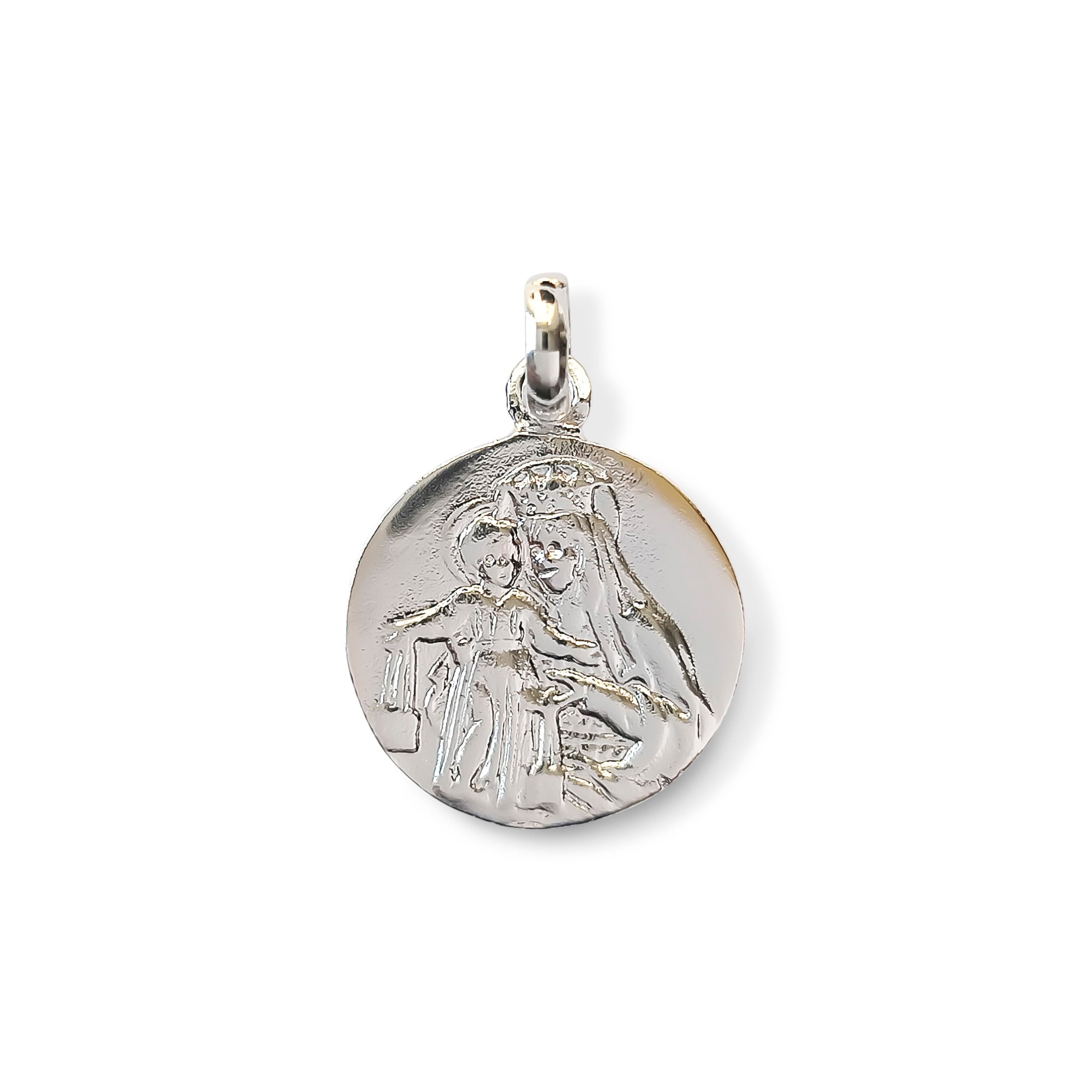 COLGANTE MEDALLA VIRGEN DEL CARMEN 18MM PLATA FINA 925 - 1