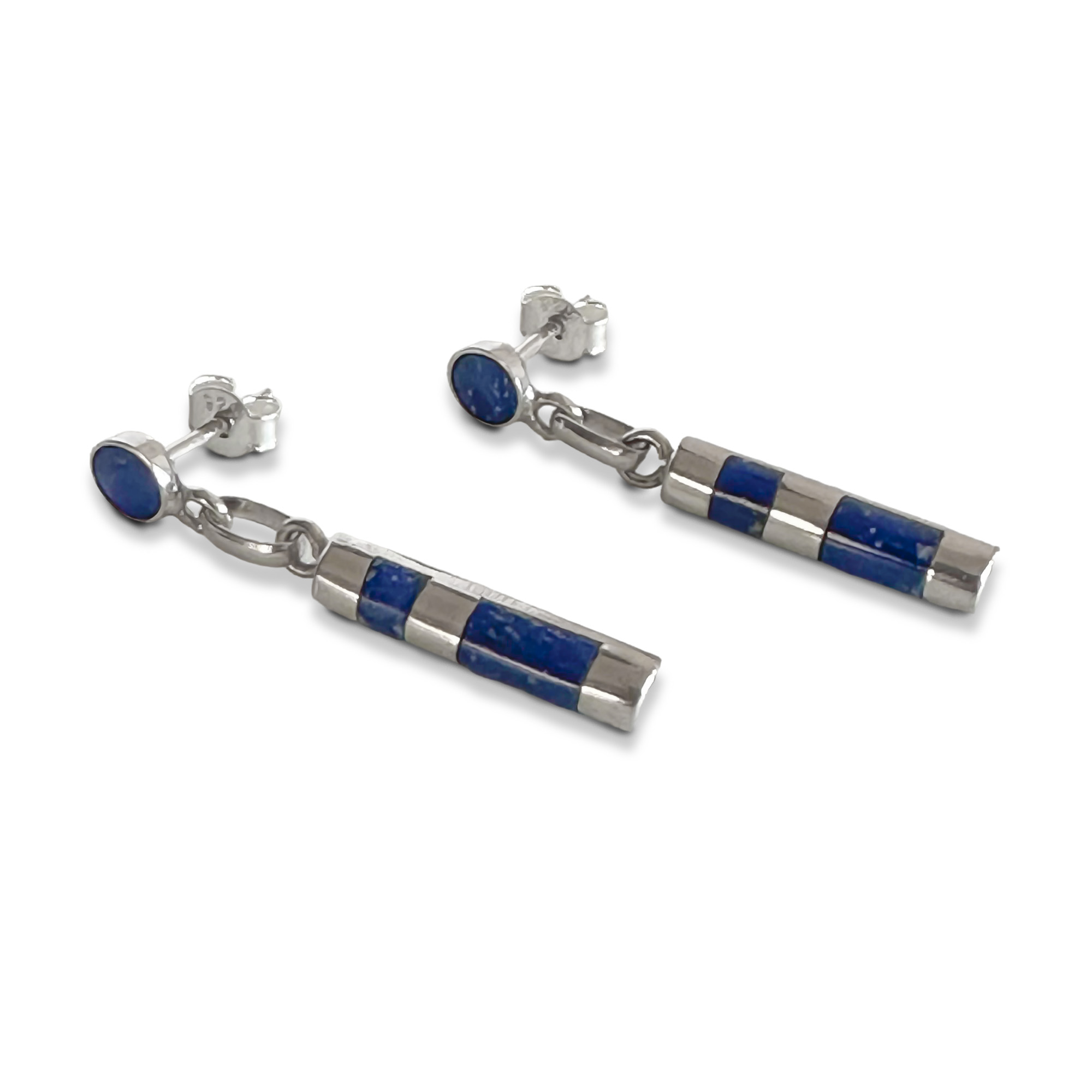 AROS TUBO CEBRA COLGANTE LAPISLAZULI PLATA FINA 925 - 2