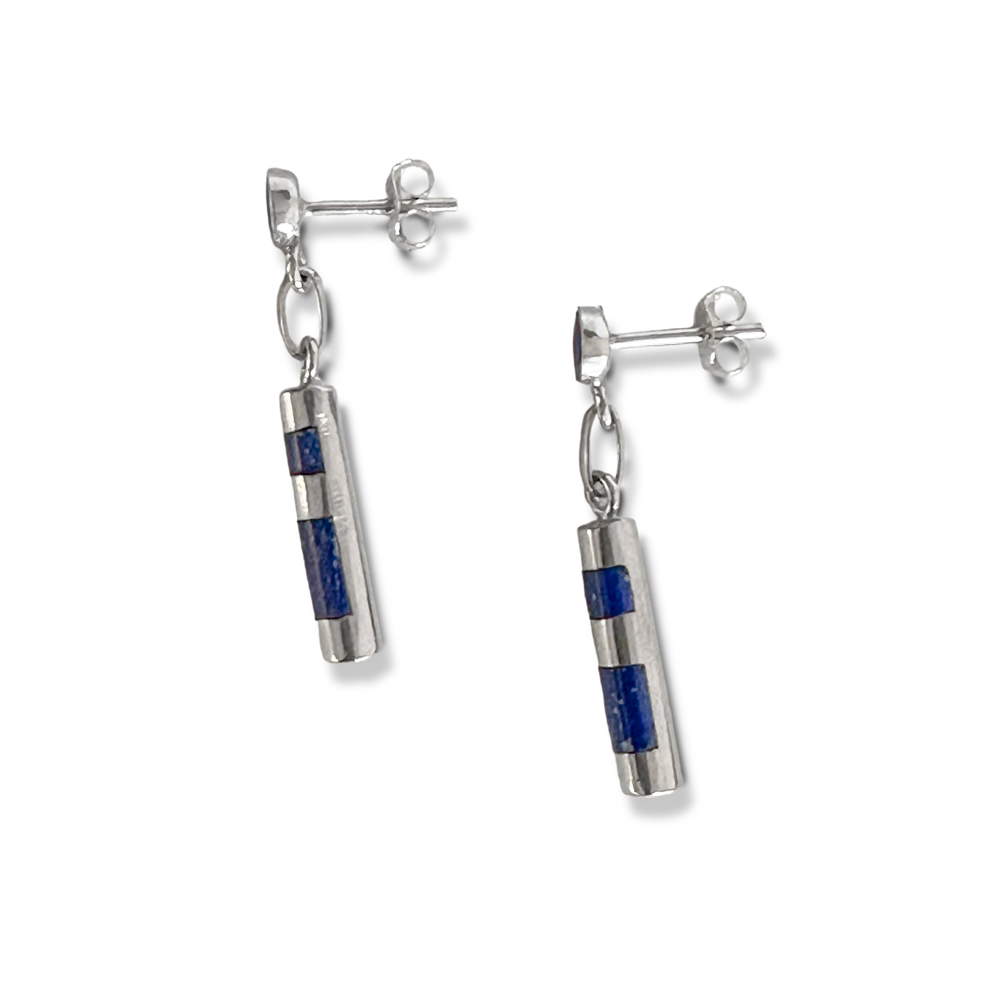 AROS TUBO CEBRA COLGANTE LAPISLAZULI PLATA FINA 925 - 3