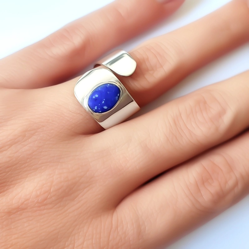 ANILLO LAPISLAZULI OVALO #16 ADAPTABLE PLATA FINA 950 - 3