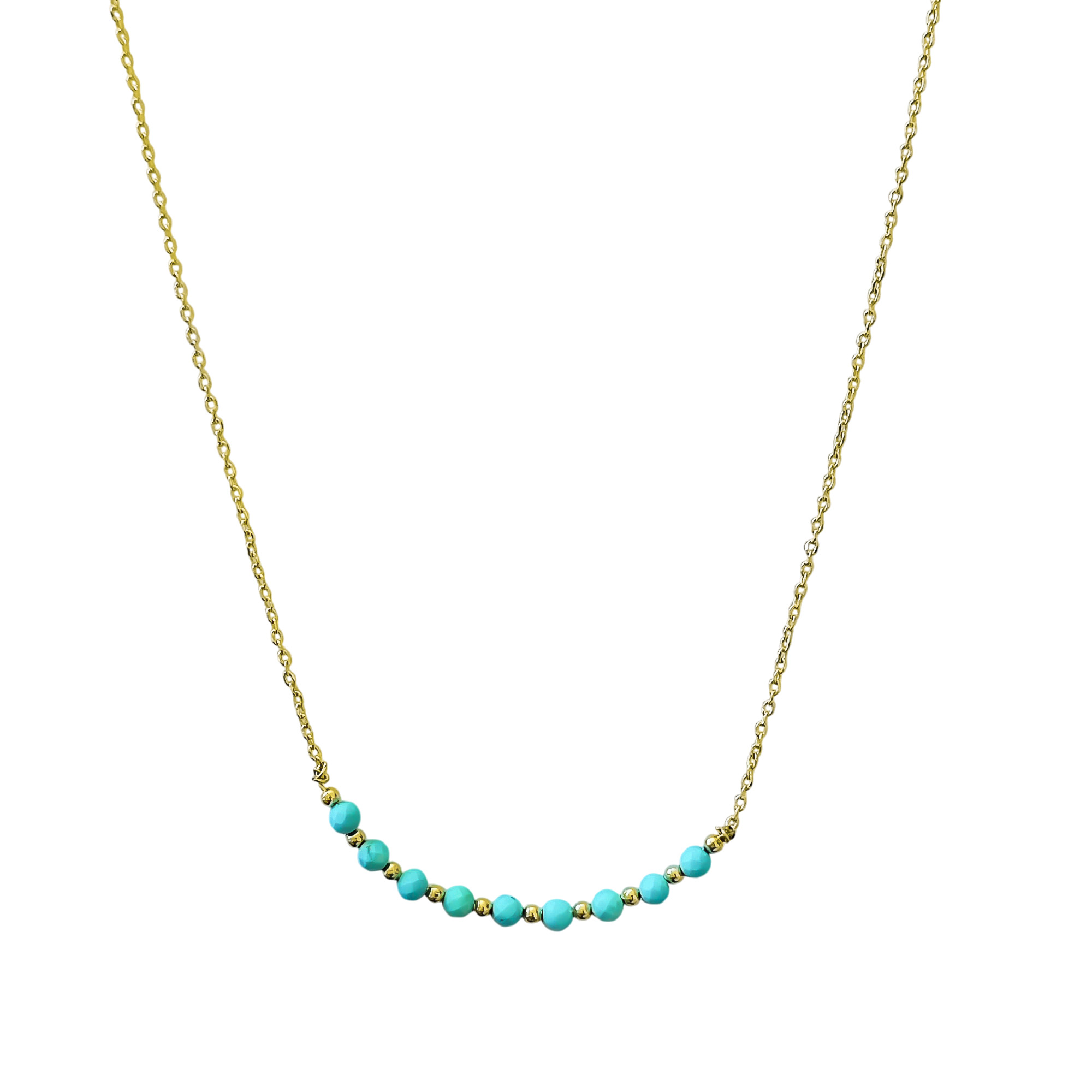 COLLAR TURQUESA FACETADO 3MM CADENA ENCHAPADO ORO 18K - 1