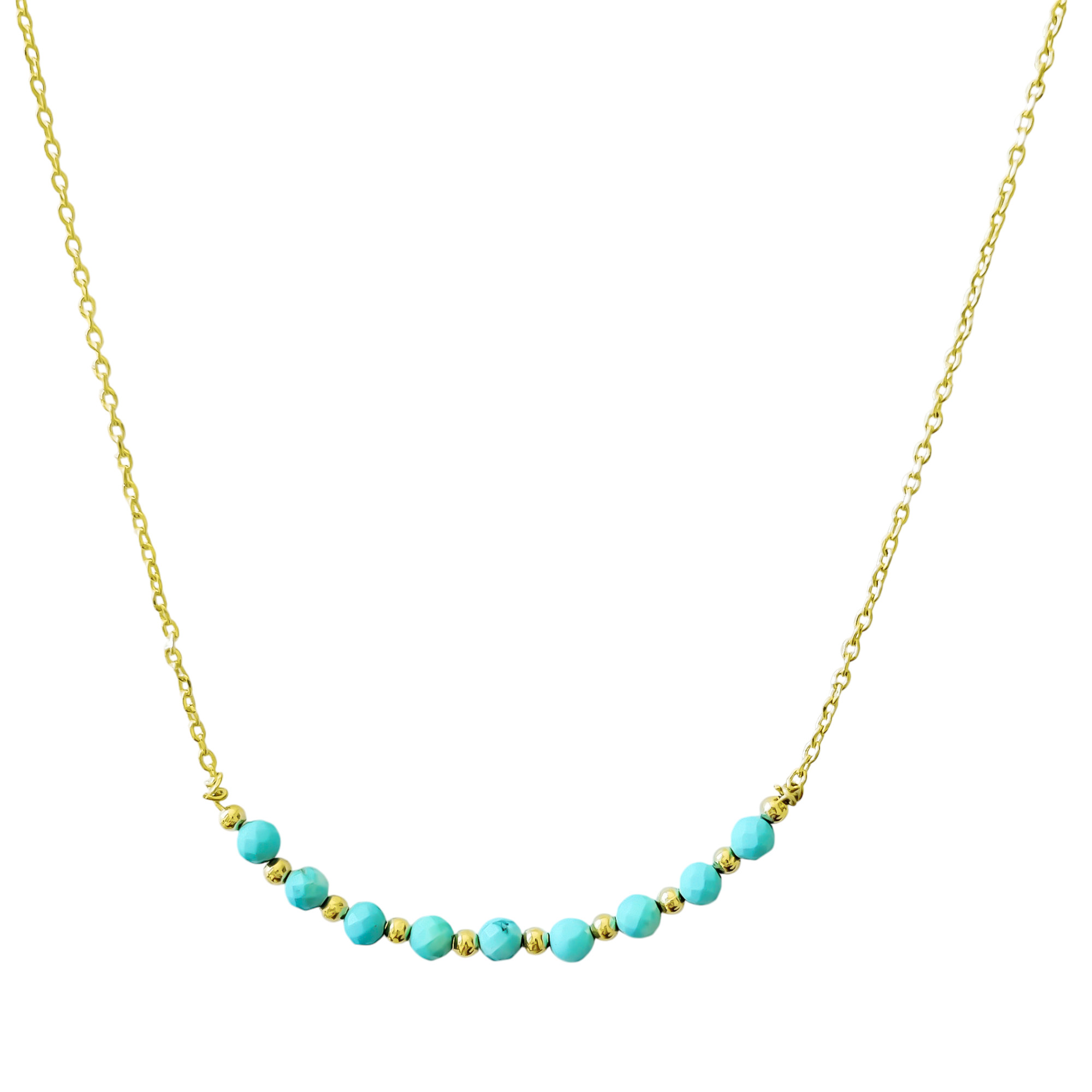 COLLAR TURQUESA FACETADO 3MM CADENA ENCHAPADO ORO 18K - 2