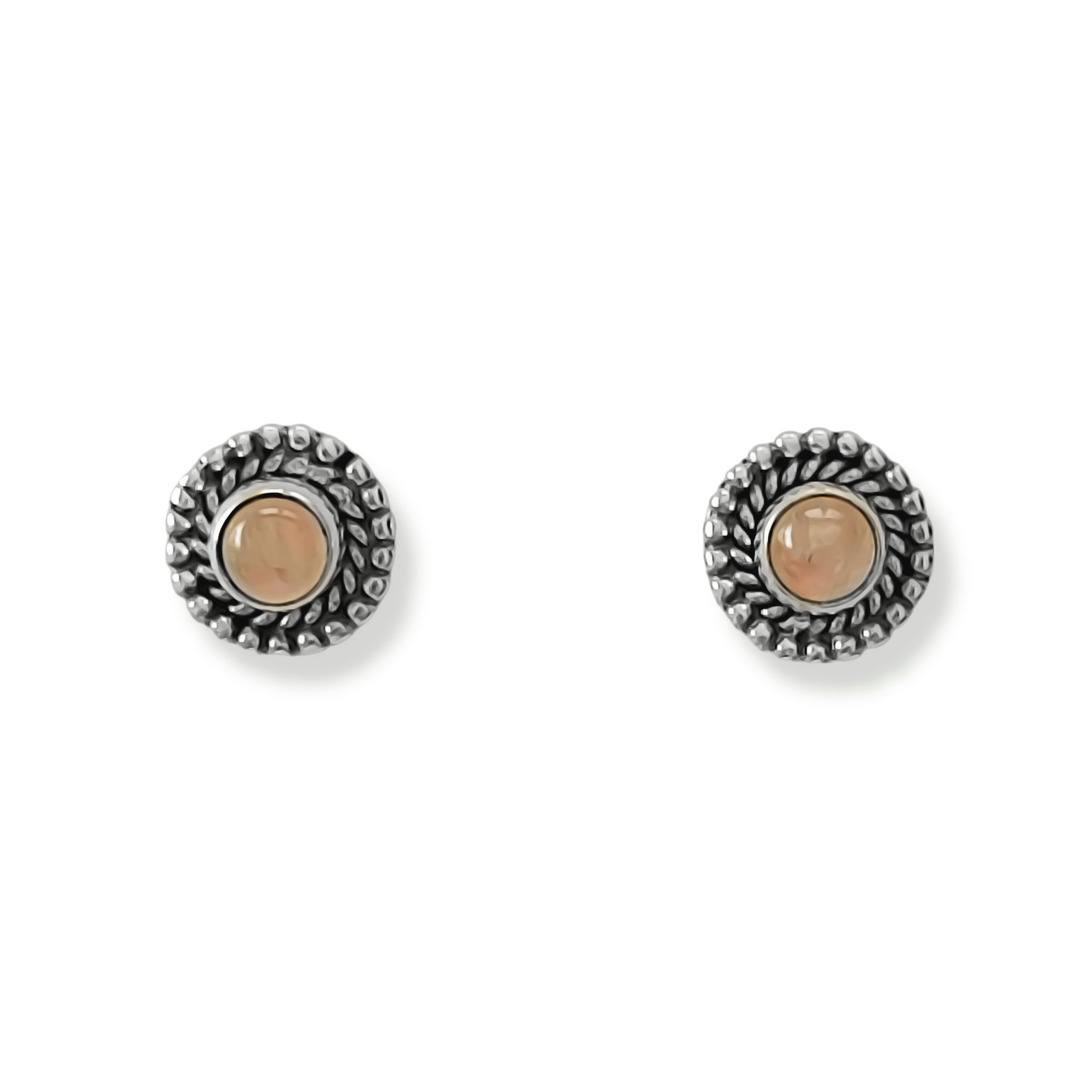 AROS KIARA CUARZO ROSA PLATA FINA 925 - 1