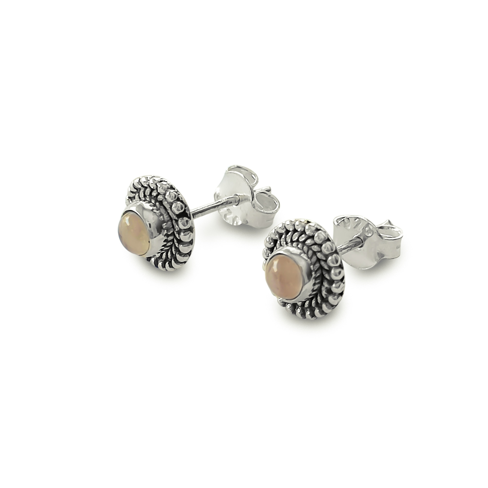 AROS KIARA CUARZO ROSA PLATA FINA 925 - 2