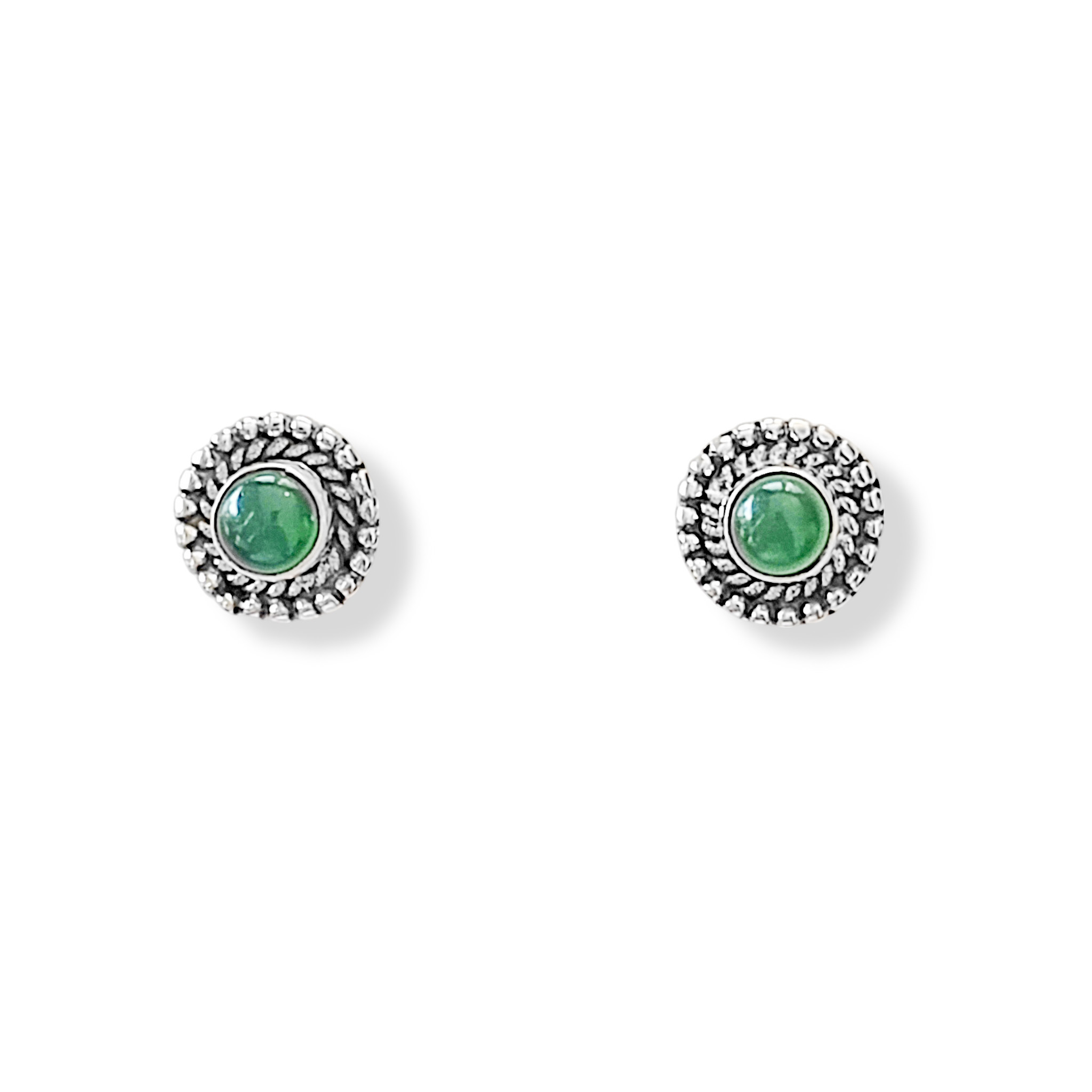 AROS KIARA ONIX VERDE PLATA FINA 925 - 1