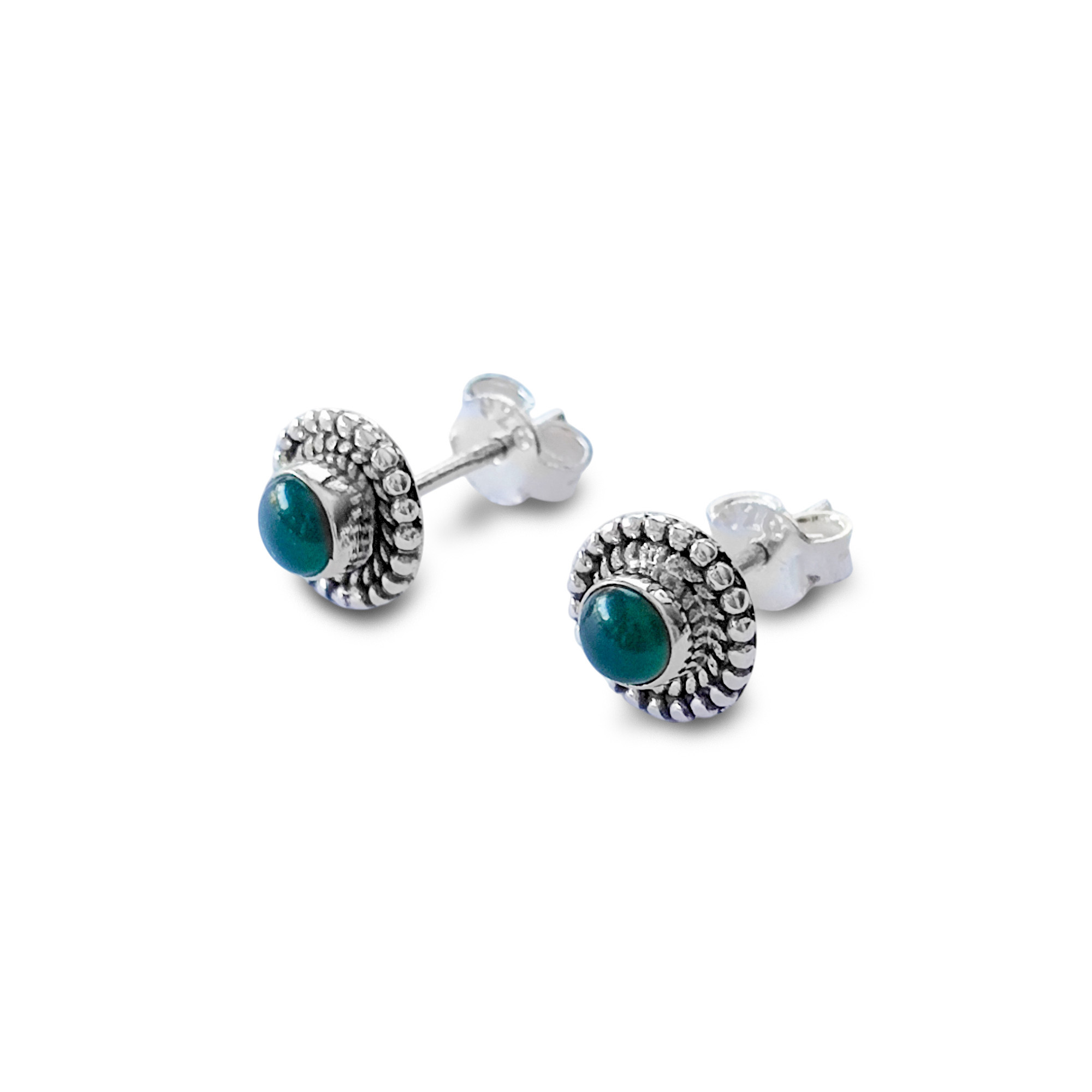 AROS KIARA ONIX VERDE PLATA FINA 925 - 2