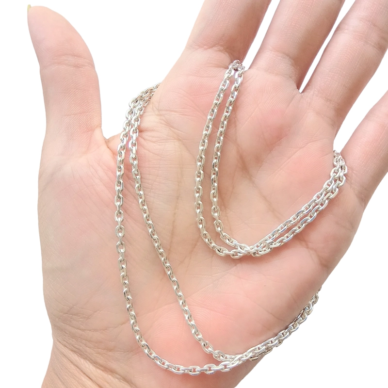 CADENA ESLABON LIMADA 60CM PLATA FINA 925 - 3