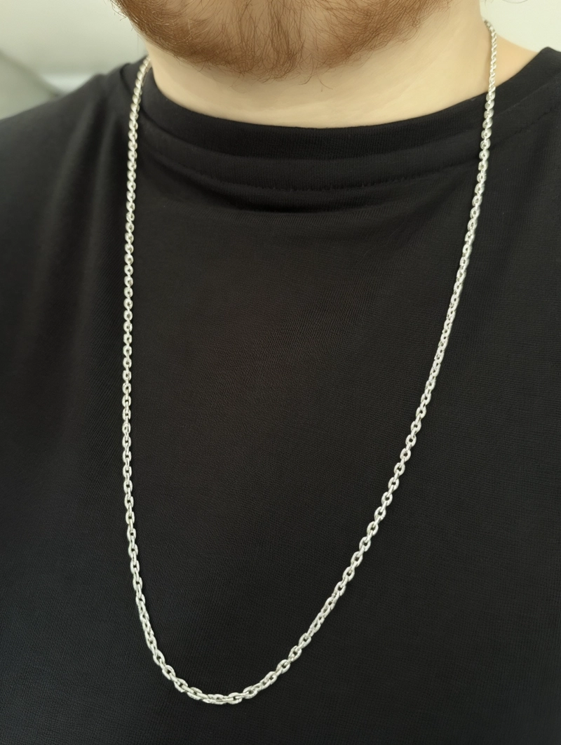 CADENA ESLABON LIMADA 60CM PLATA FINA 925 - 4
