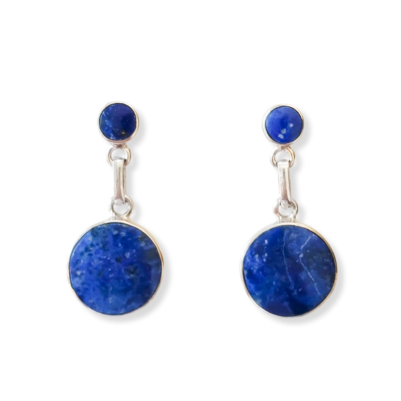 AROS CIRCULO COLGANTE LAPISLAZULI PLATA FINA 950 - 1