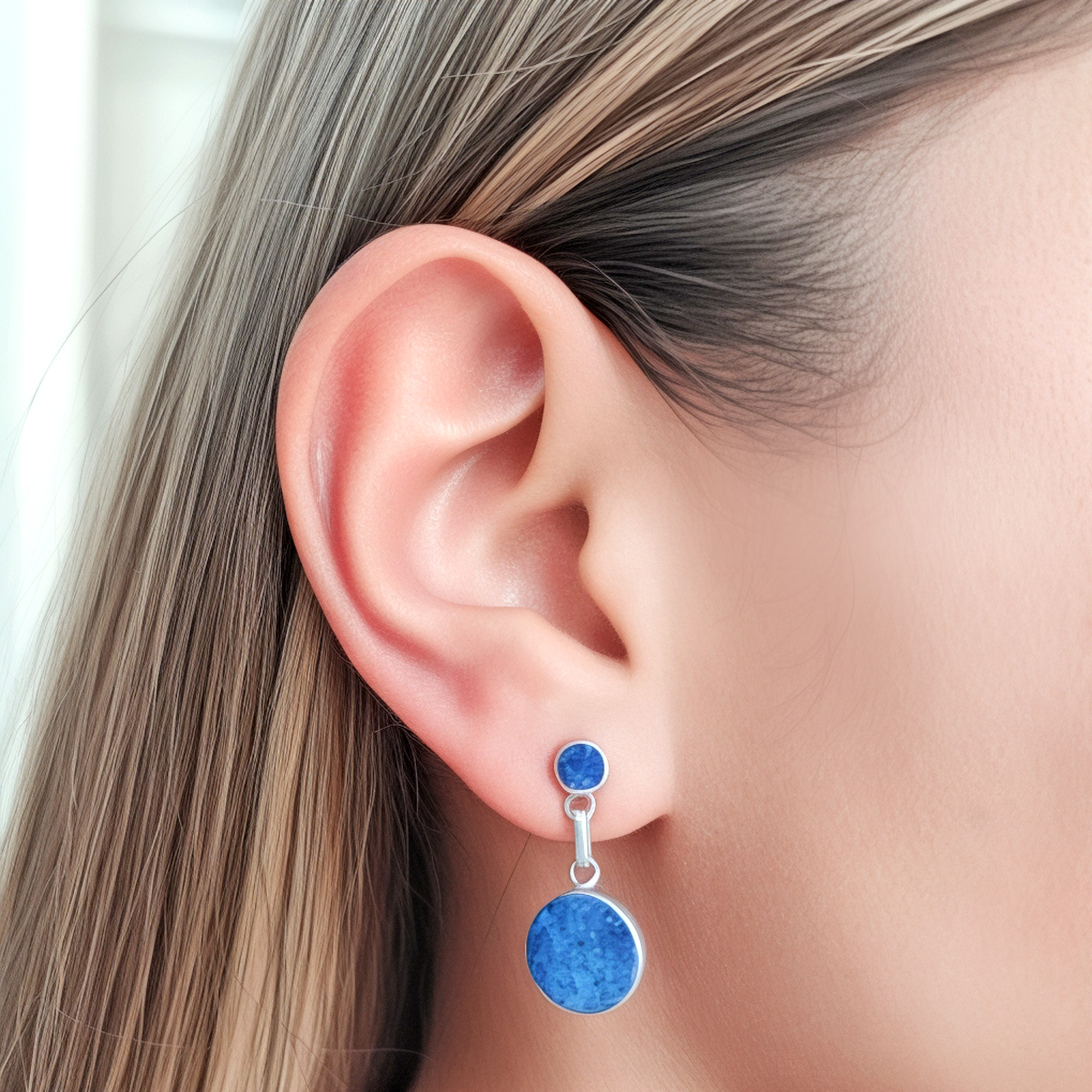 AROS CIRCULO COLGANTE LAPISLAZULI PLATA FINA 950 - 3