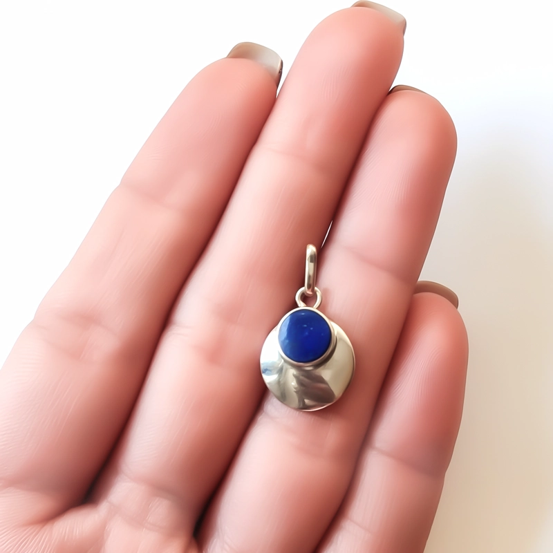 SET LAPISLAZULI AROS Y COLGANTE CIRCULO PLATA FINA 950 - 4