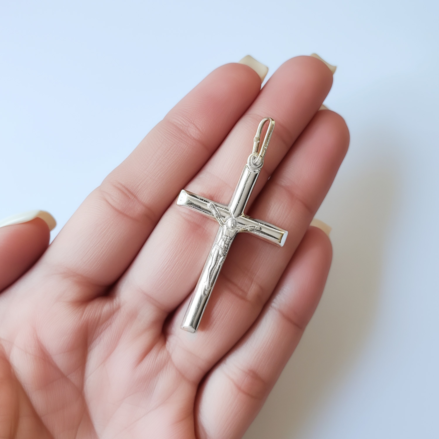 COLGANTE CRUZ CRISTO GRANDE PLATA FINA 925 - 3