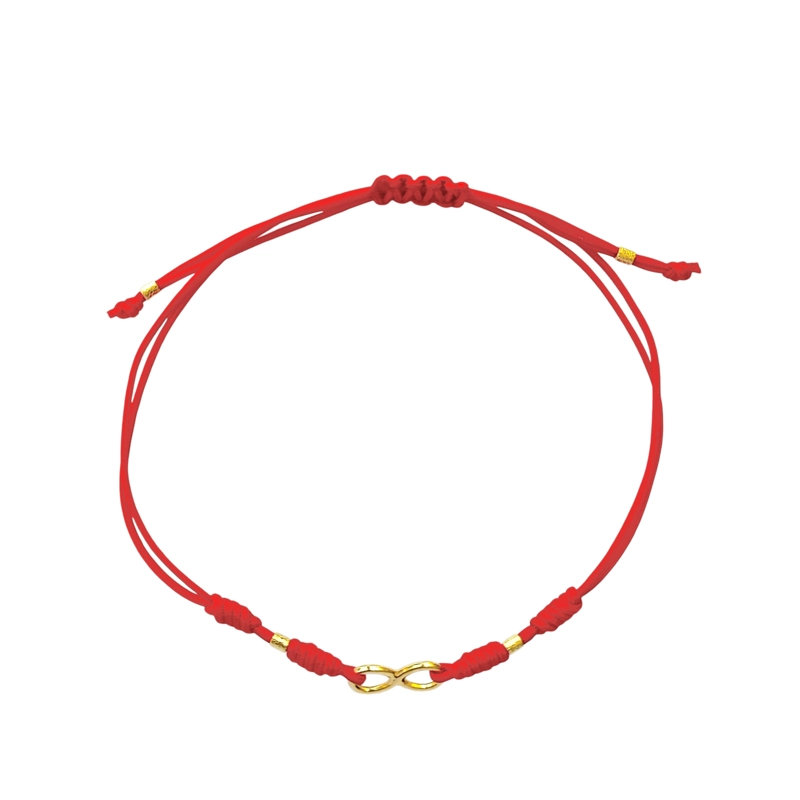 PULSERA MINI INFINITO ENCHAPADO ORO 18K CORDÓN EN COLOR ROJO - 1