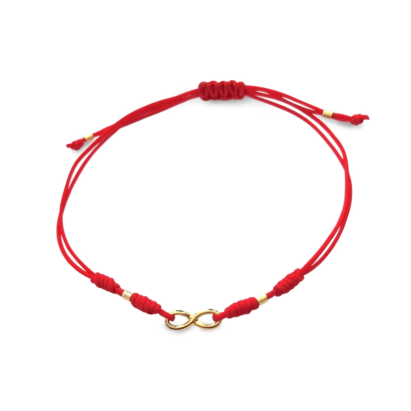 PULSERA MINI INFINITO ENCHAPADO ORO 18K CORDÓN EN COLOR ROJO - 2