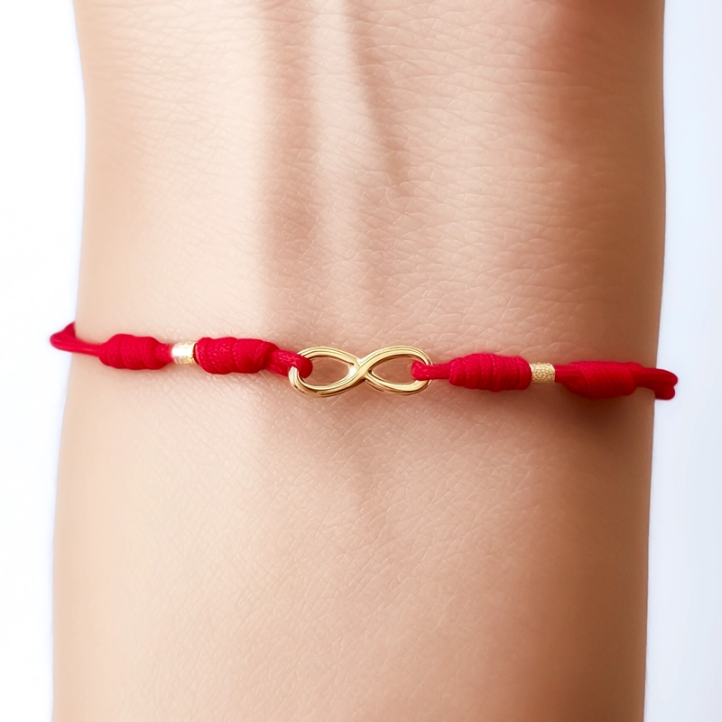 PULSERA MINI INFINITO ENCHAPADO ORO 18K CORDÓN EN COLOR ROJO - 3