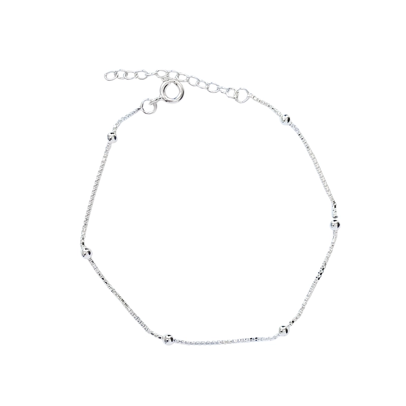 PULSERA 6 BOLITAS CADENA VENECIANA PLATA FINA 925 - 1