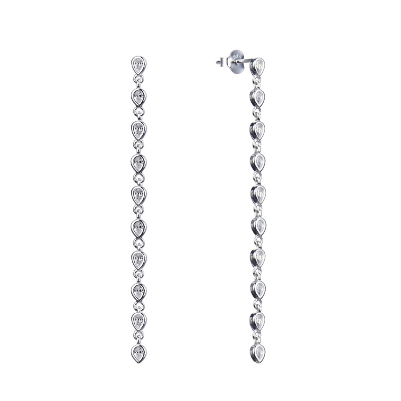 AROS ALICIA GOTAS CIRCON PLATA FINA 925 - 1