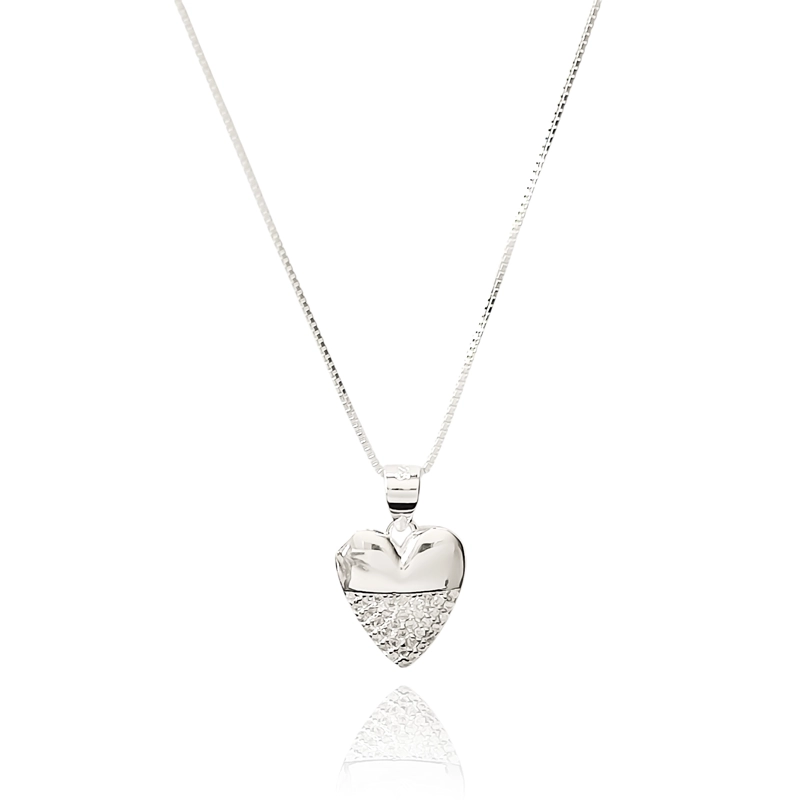 COLLAR CORAZON CARLOTA CIRCON PLATA FINA 925 - 1