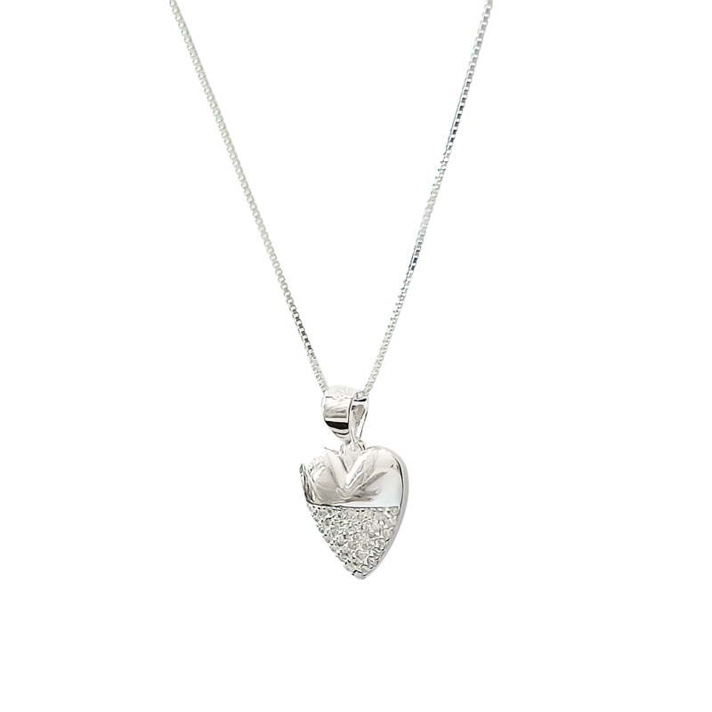COLLAR CORAZON CARLOTA CIRCON PLATA FINA 925 - 2